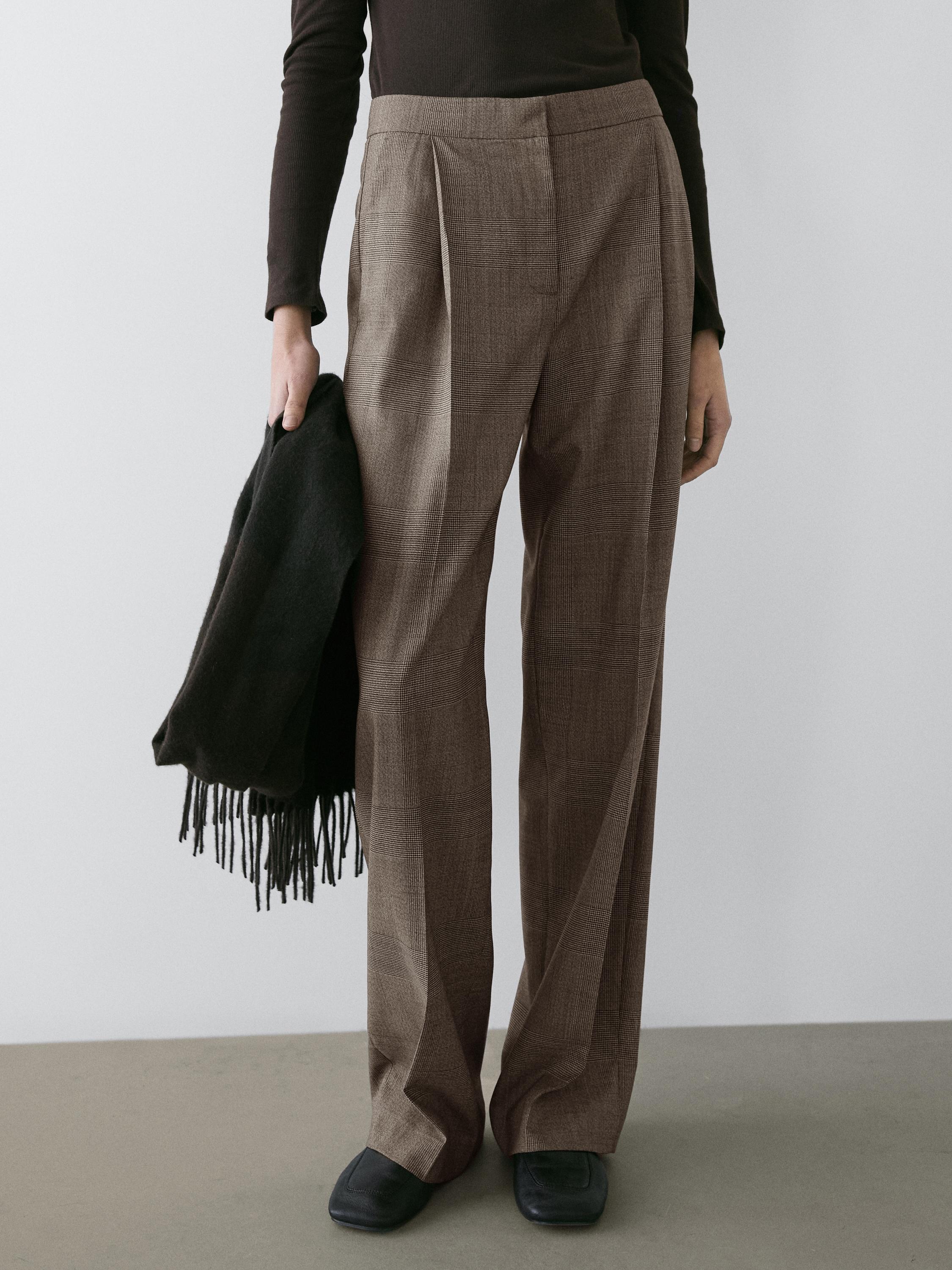Pantalon de tailleur à carreaux en laine